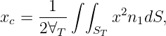 ∫ ∫
x = -1-- x2n dS,
c 2∀T ST 1
