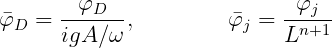 φ  = --φD---,         φ  = --φj-
  D   igA ∕ω            j   Ln+1
